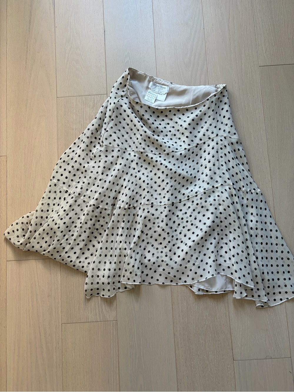 MaxMara Cream and Black Polka Dot Circle Skirt
